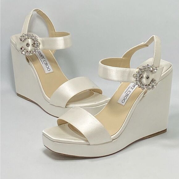 Jimmy Choo Mirabelle Satin Wedge Sandals size 38 - Picture 6 of 13